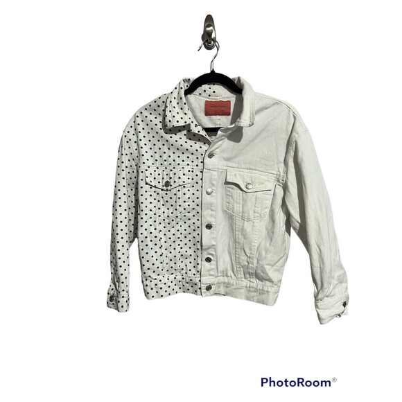 ASOS Signature 8 White and Black Polka Dot Denim Jacket S - Picture 1 of 5